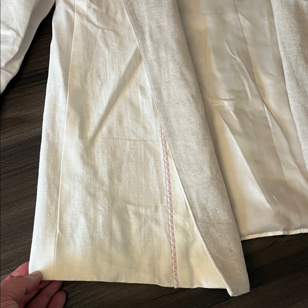 Harve Benard White Linen Open Front Blazer - Picture 3 of 11